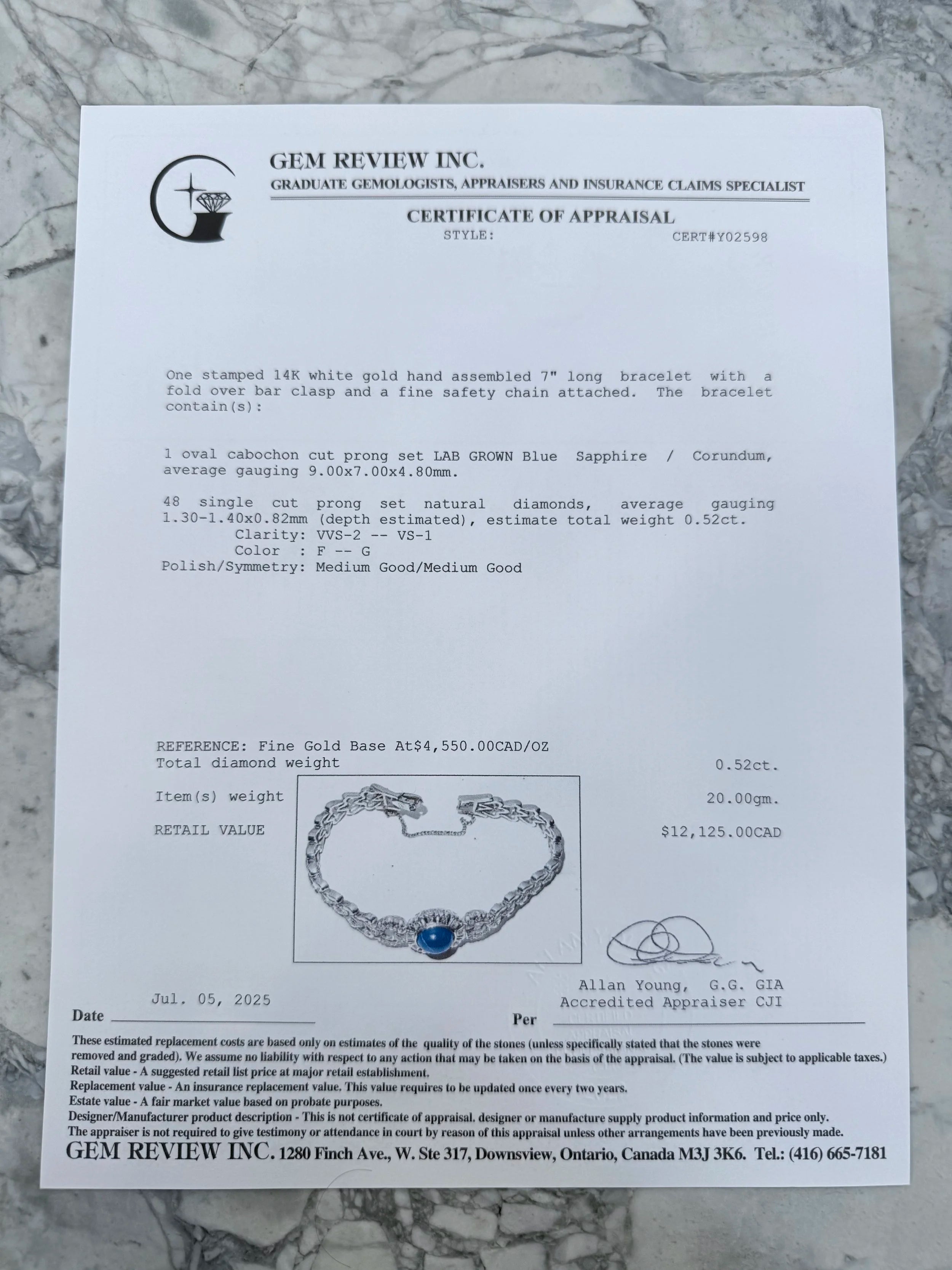 14k Star Sapphire & Diamond Bracelet