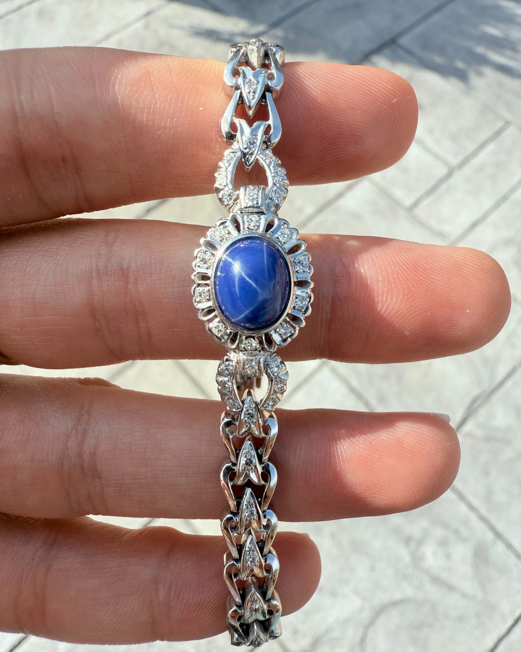14k Star Sapphire & Diamond Bracelet