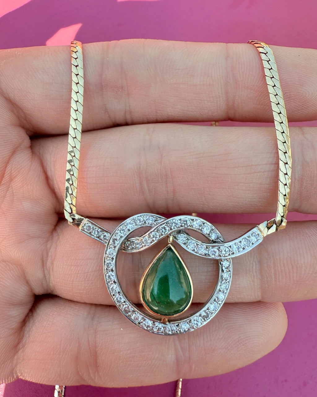 14k Emerald & Diamond Necklace