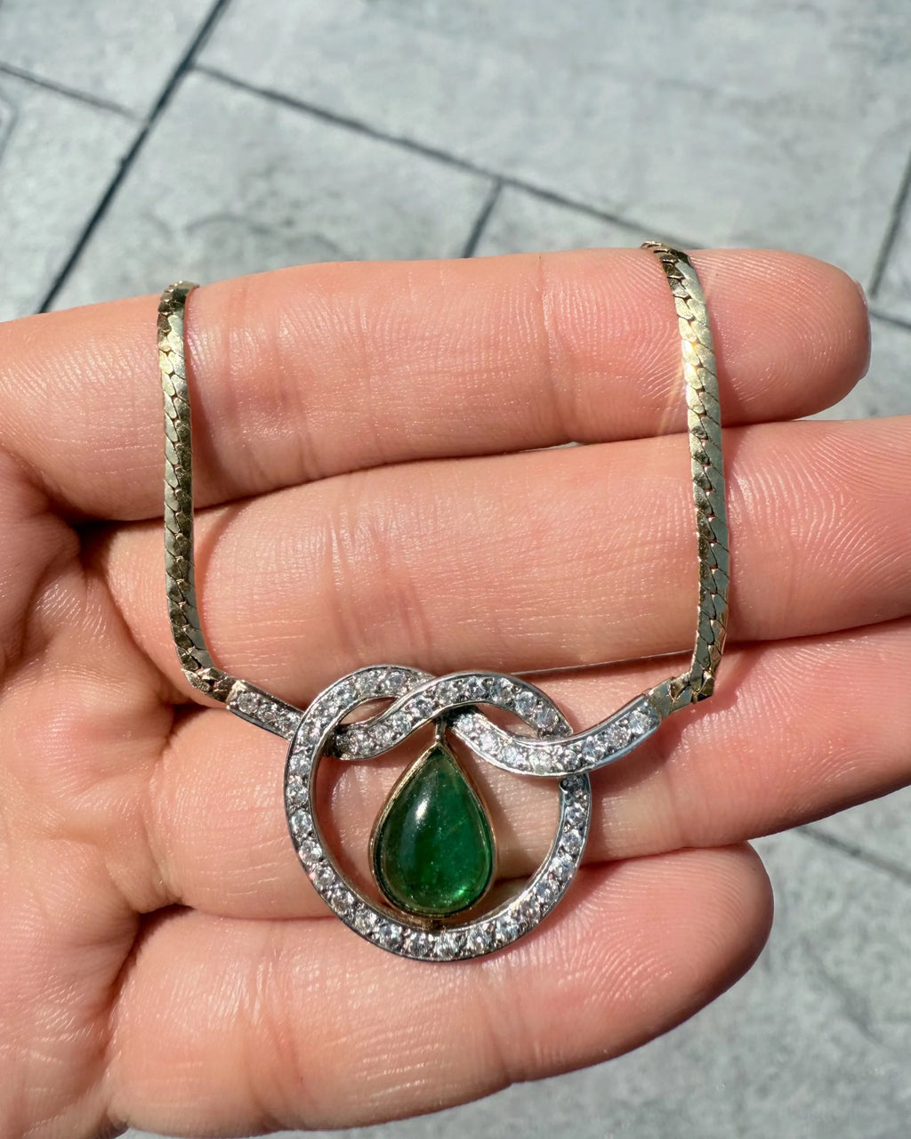 14k Emerald & Diamond Necklace