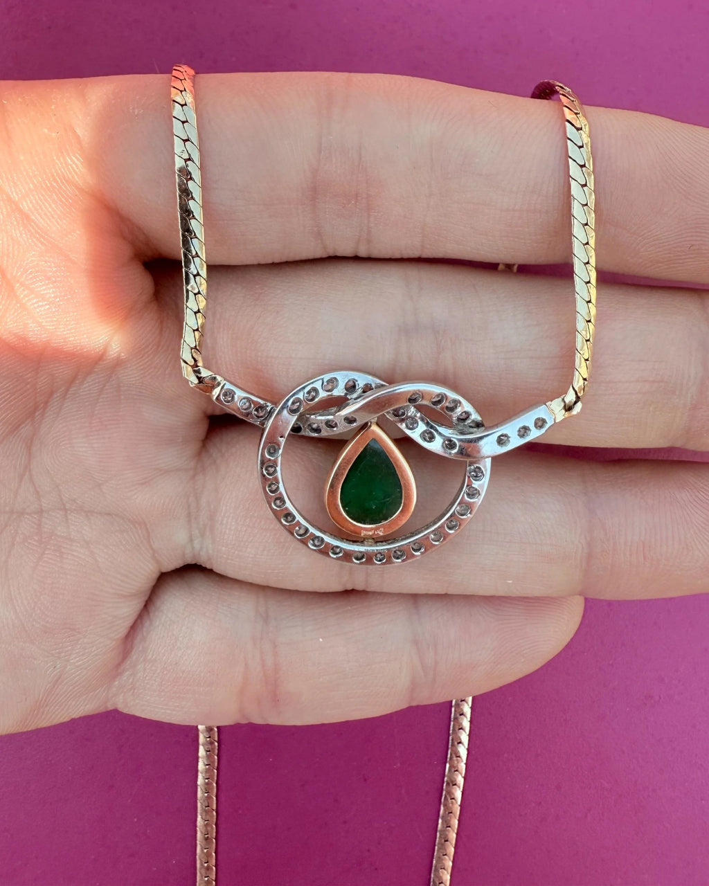 14k Emerald & Diamond Necklace