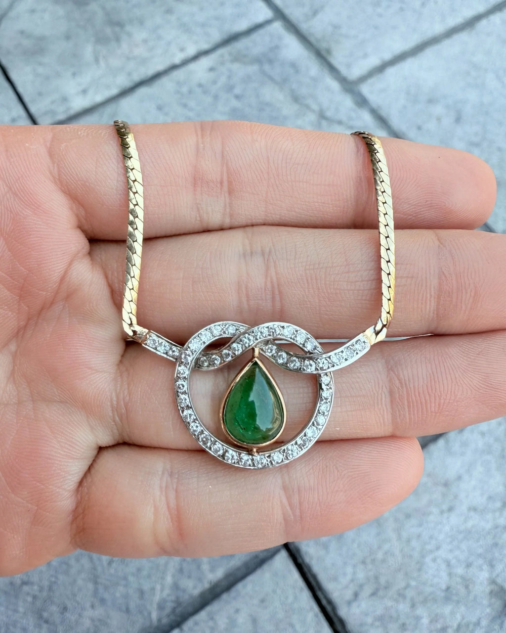 14k Emerald & Diamond Necklace