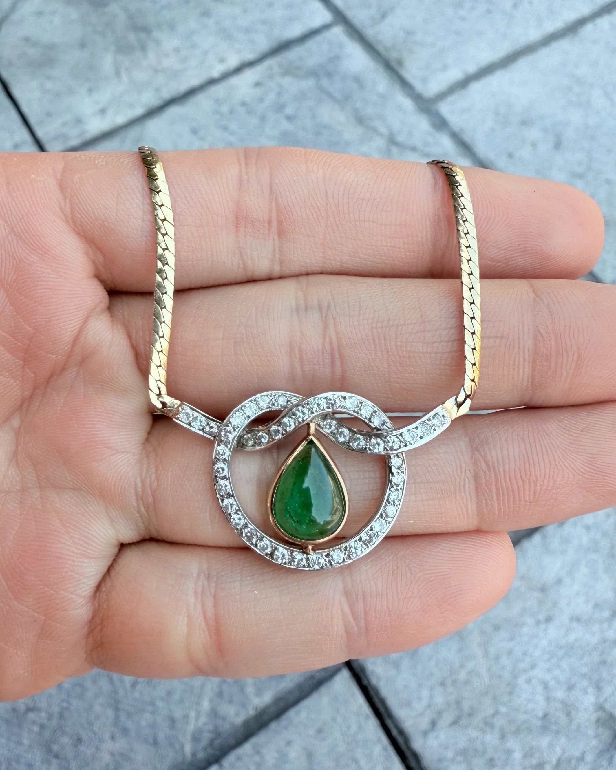 14k Emerald & Diamond Necklace
