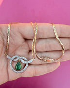 14k Emerald & Diamond Necklace