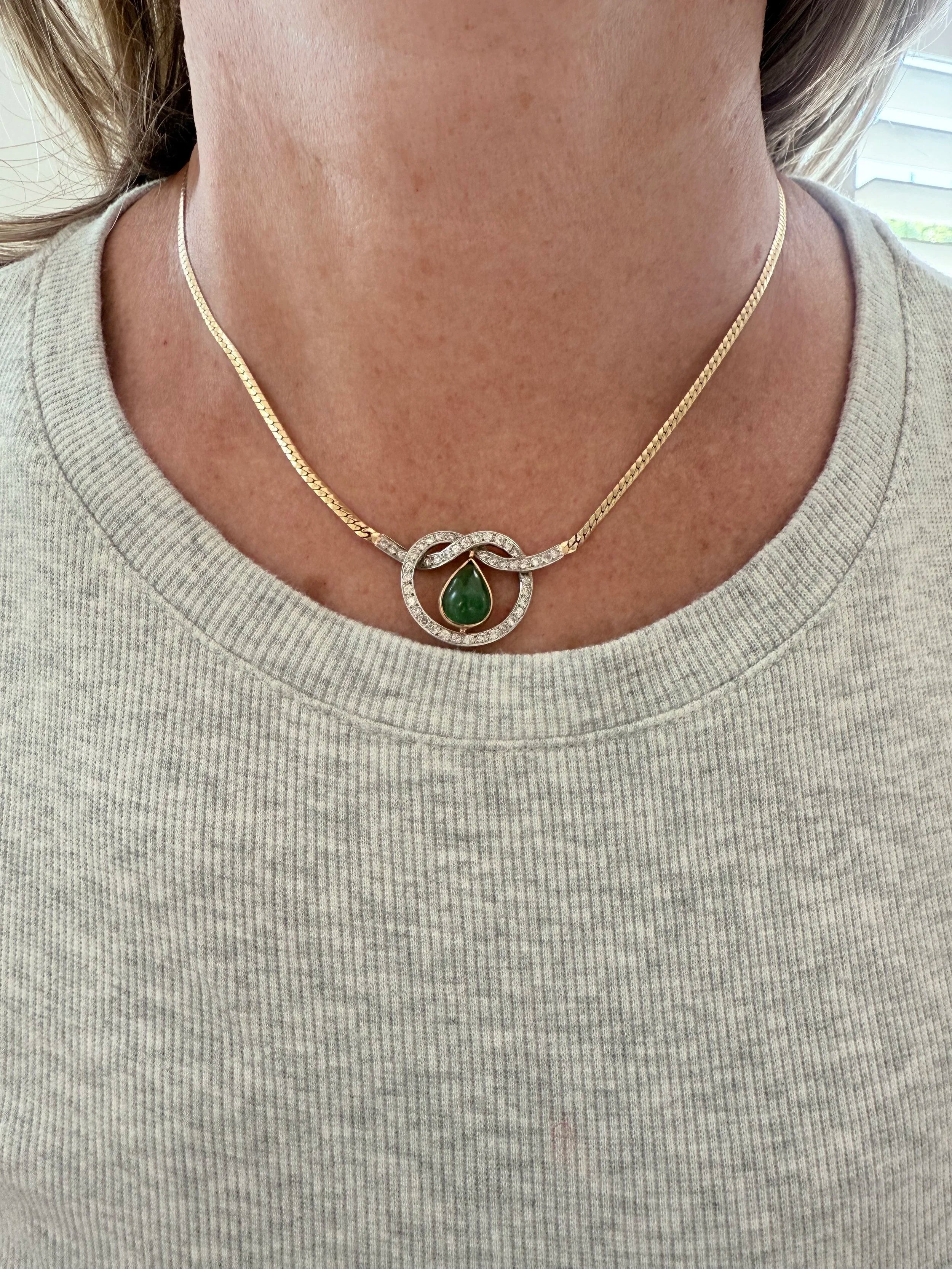14k Emerald & Diamond Necklace
