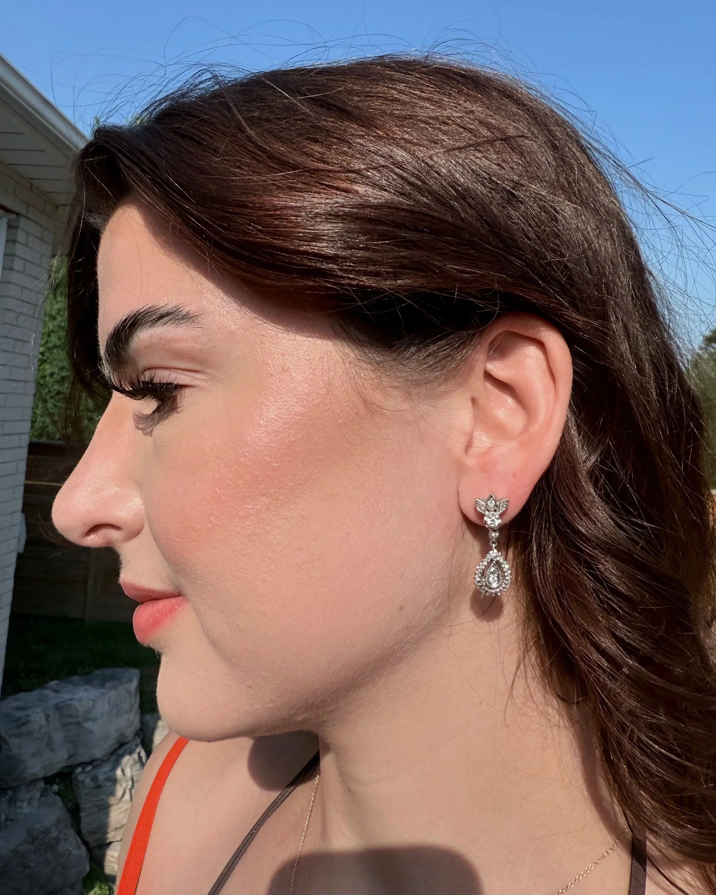 14k Dangling Diamond Earrings