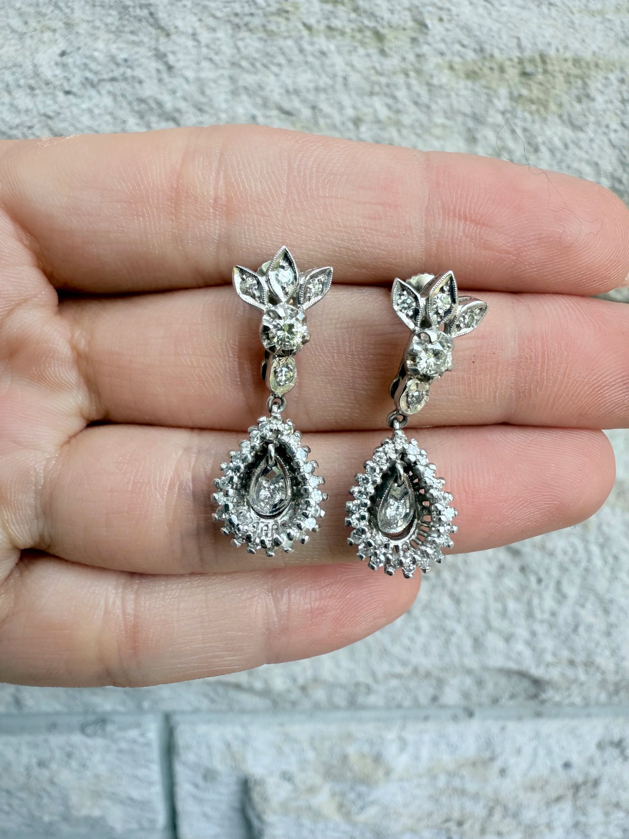 14k Dangling Diamond Earrings