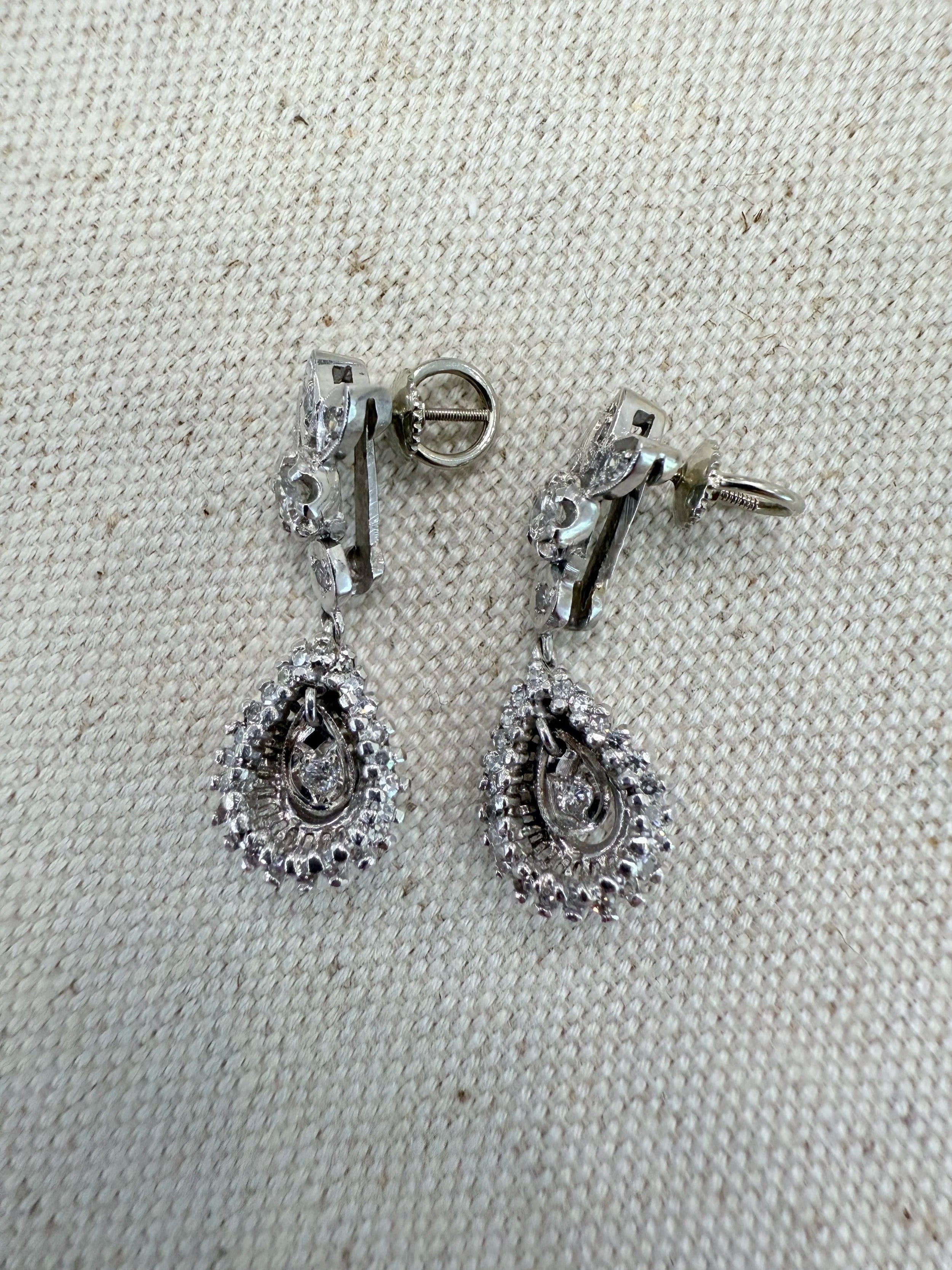 14k Dangling Diamond Earrings