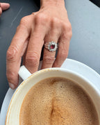 14k Garnet & Diamond Ring