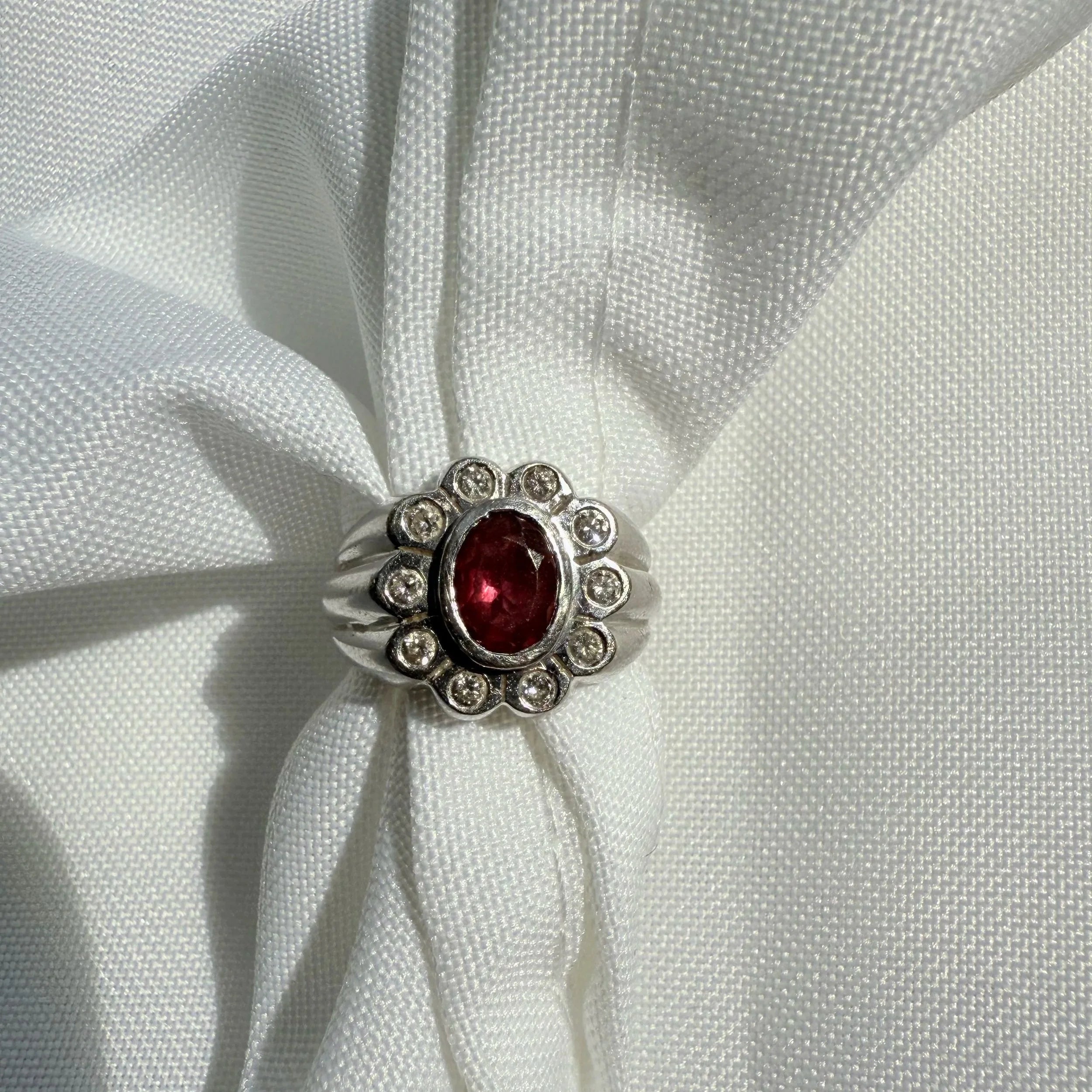 14k Garnet & Diamond Ring