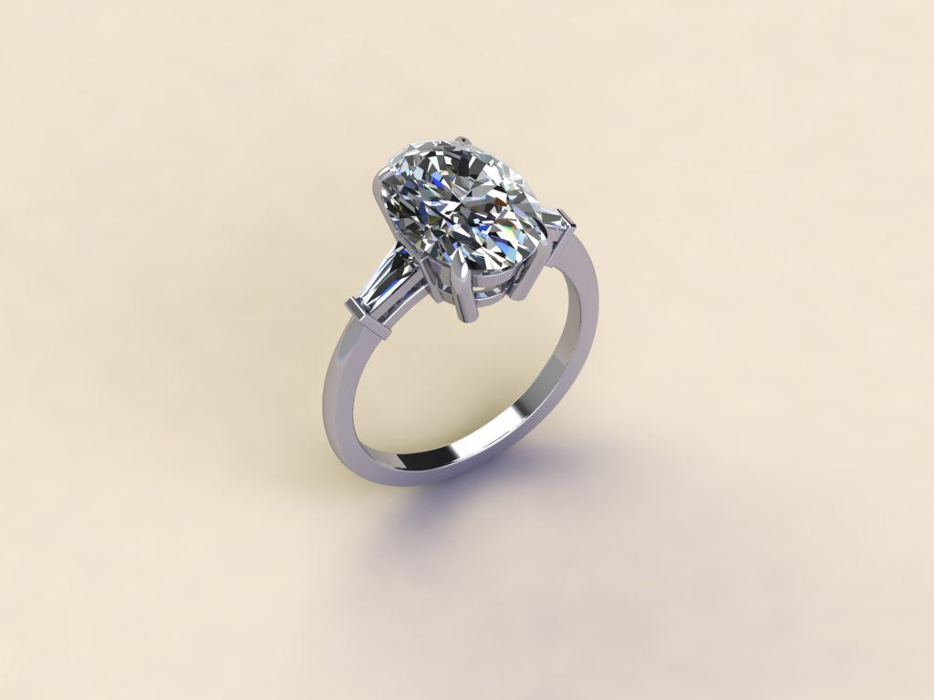 Oval with Baguette Side Stones