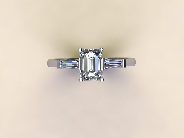 Emerald with Side Baguette Stones