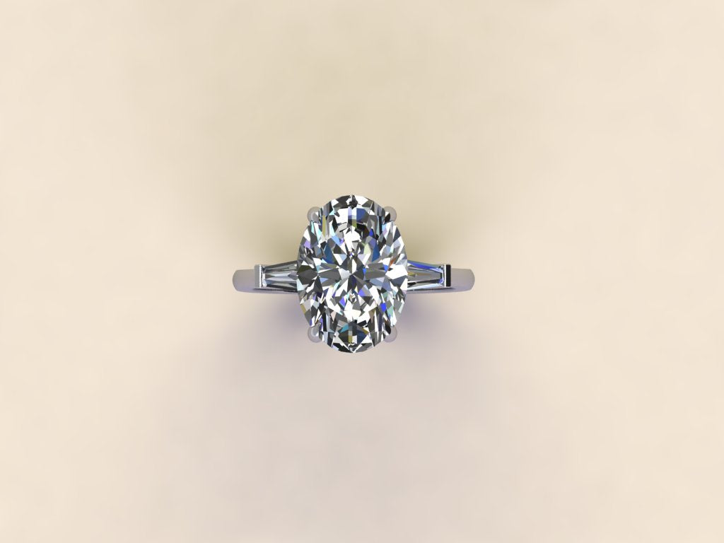Oval with Baguette Side Stones