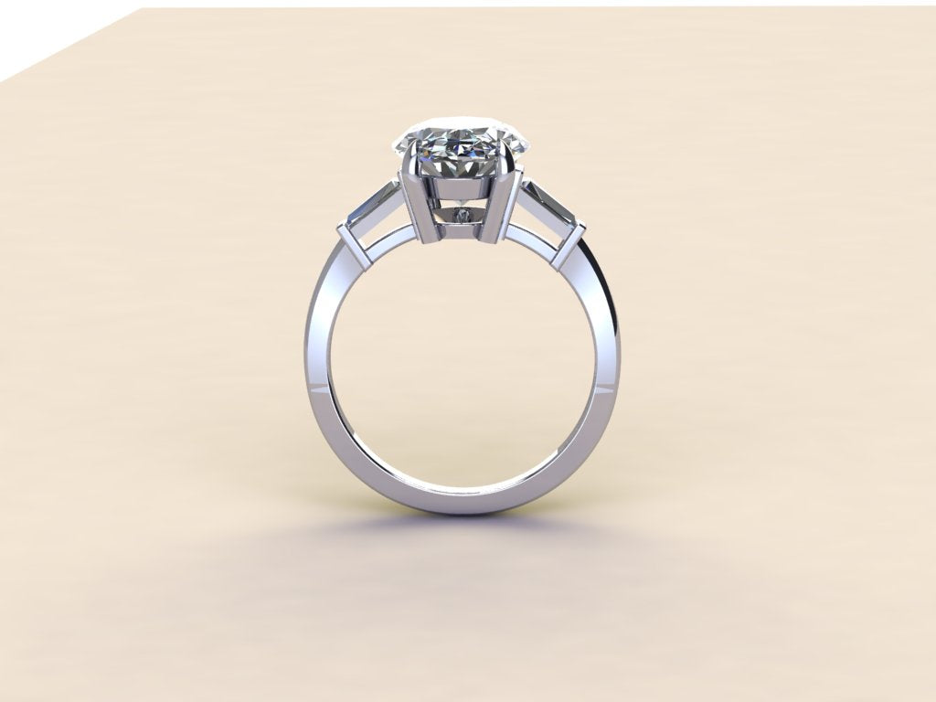 Oval with Baguette Side Stones