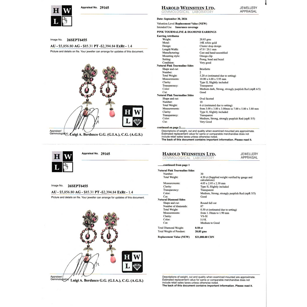 14k Pink Tourmaline & Diamond Earrings