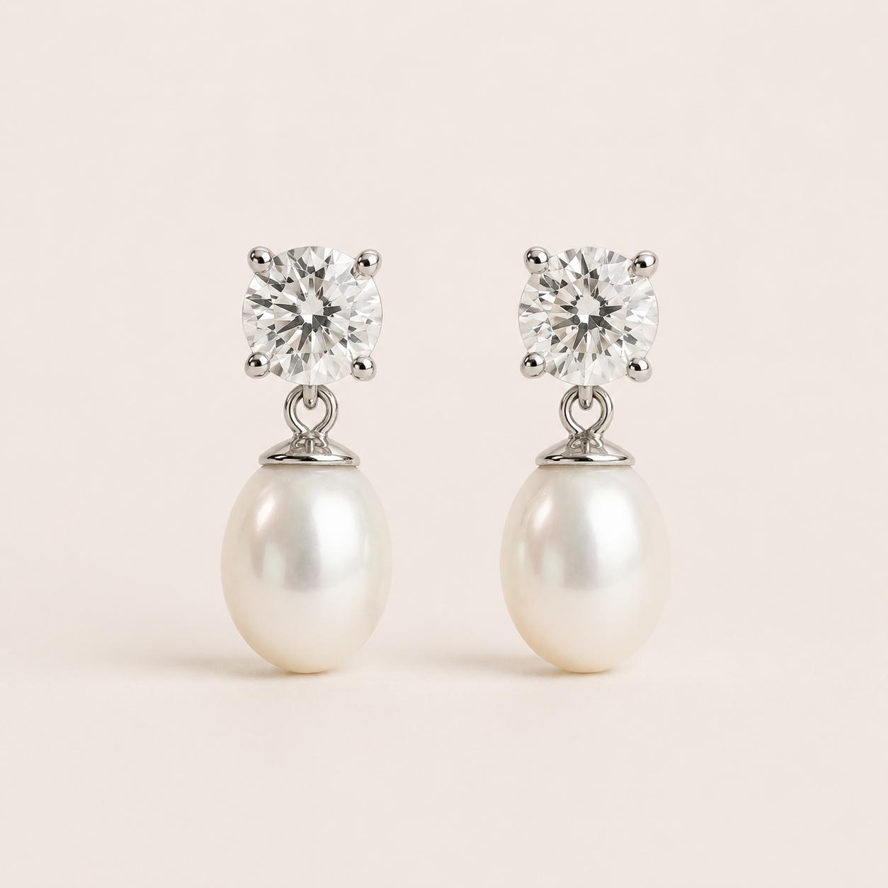 Cynthia Pearl & Diamond Drop Earrings