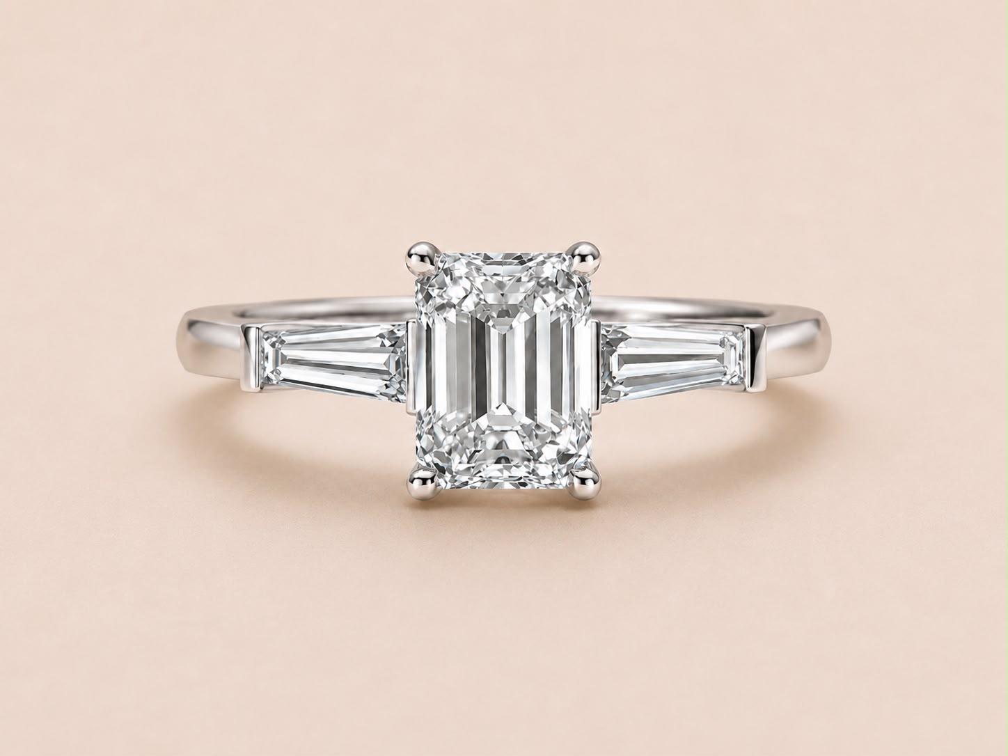 Emerald with Baguette Side Stones