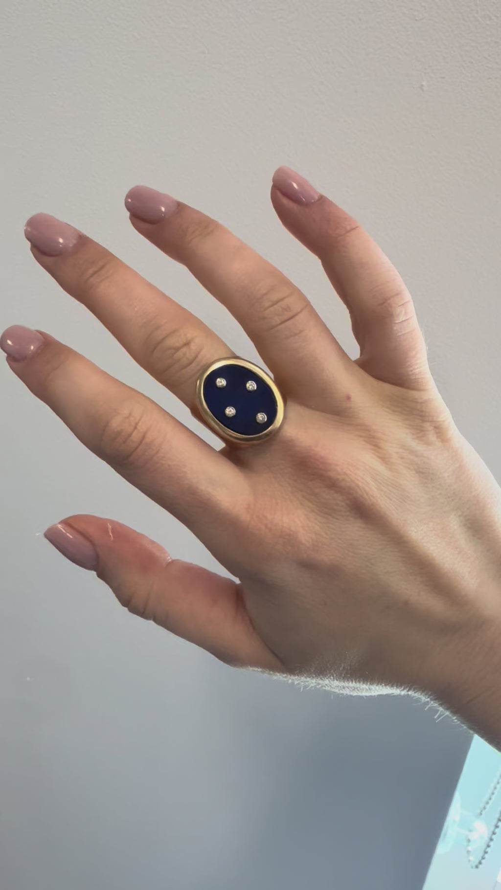 14k Esther Gallant Lapis & Diamond Ring