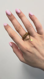 18k Flower Ring with Small Chain
