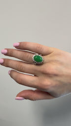 18k Jade & Diamond Ring